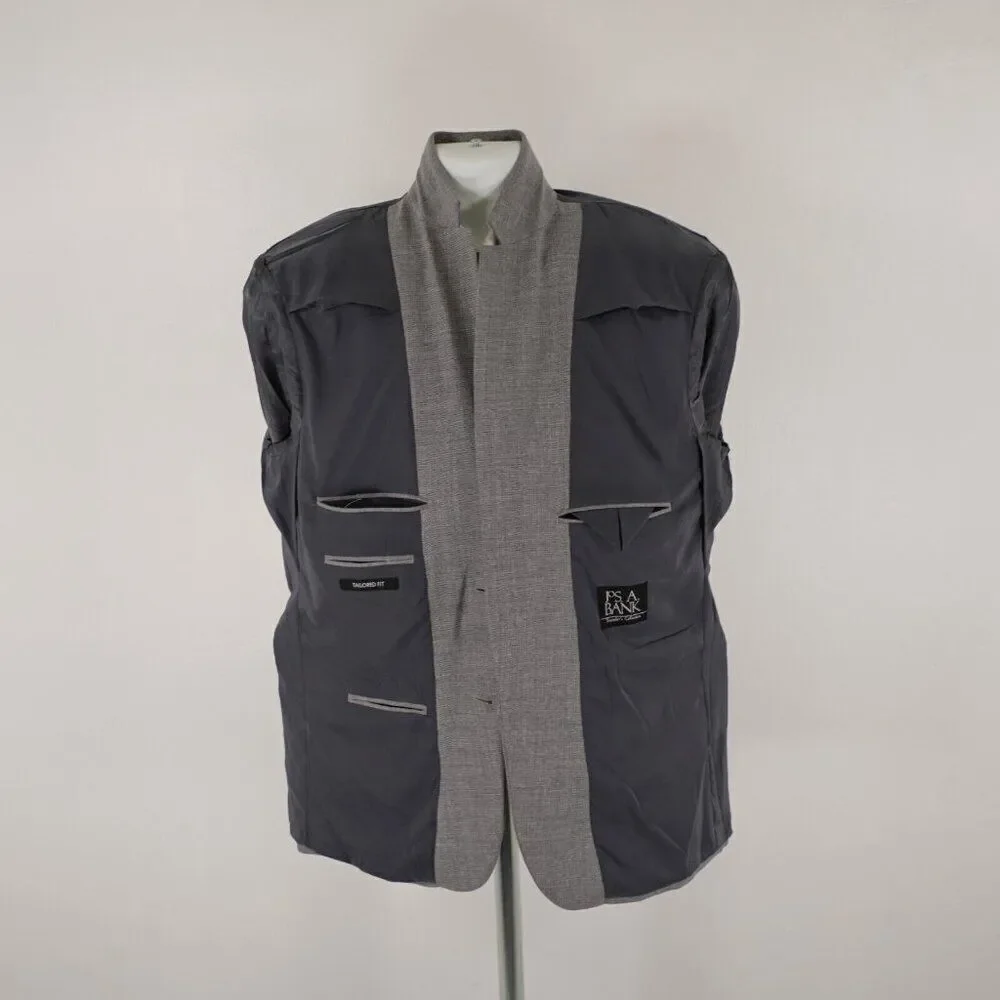 Jos A Bank Traveler's Textured Wool Gray Basketweave 2 Button Sport Coat‎ 42R